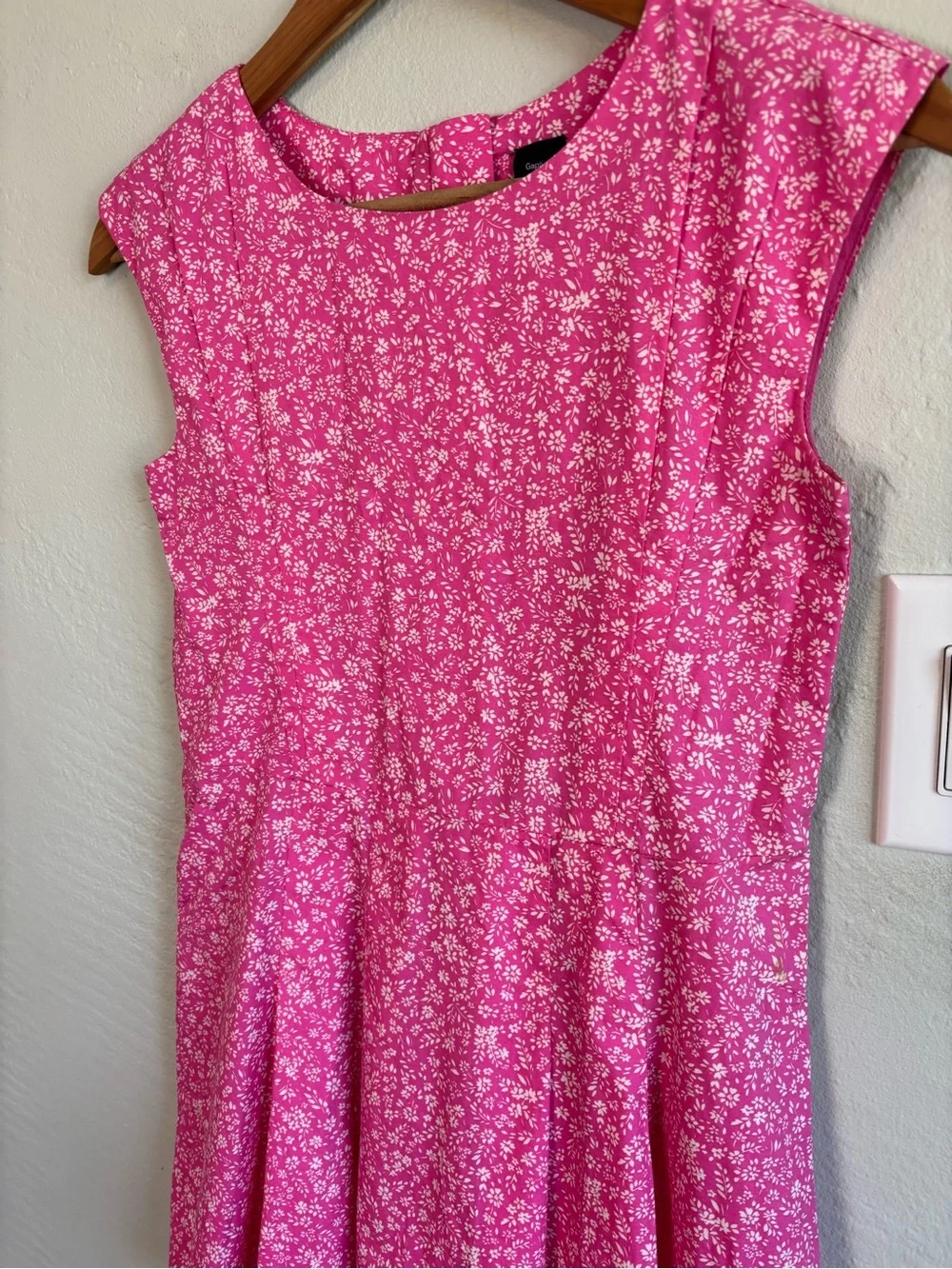 Bundle 2/$30! GAP Pink Floral Cap-Sleeve Fit-and-Flare Dress XL 12-14 Cotton